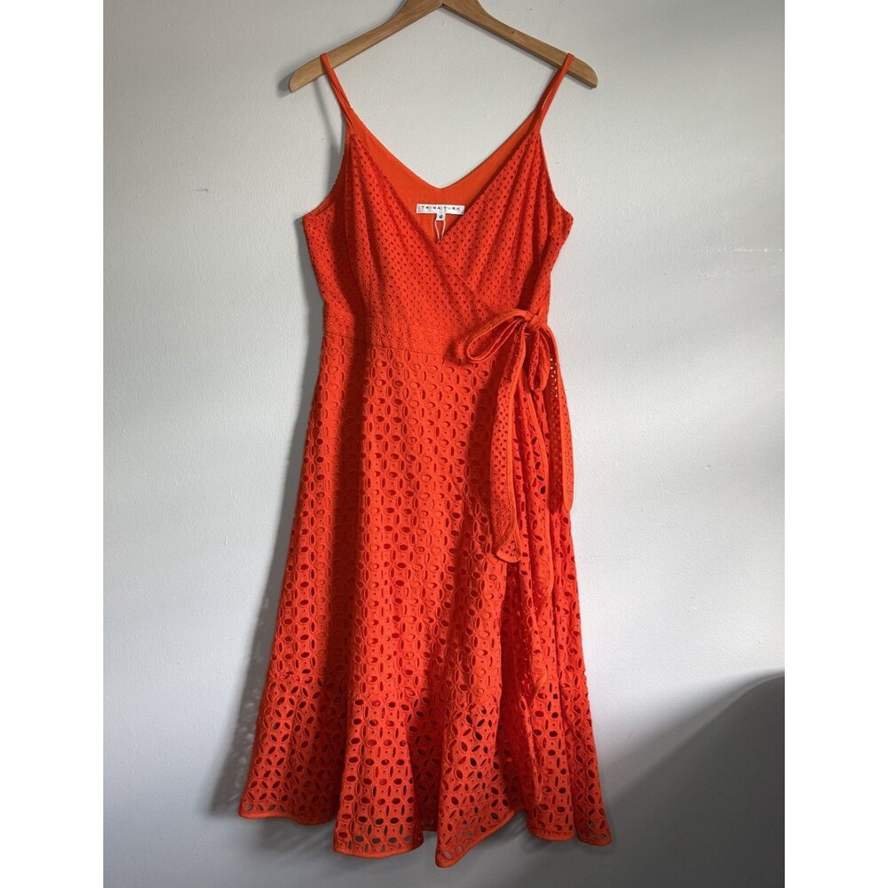 Trina Turk Kacie Embarcadero Sleeveless Eyelet Wrap Midi Dress Sz 8 Made In USA